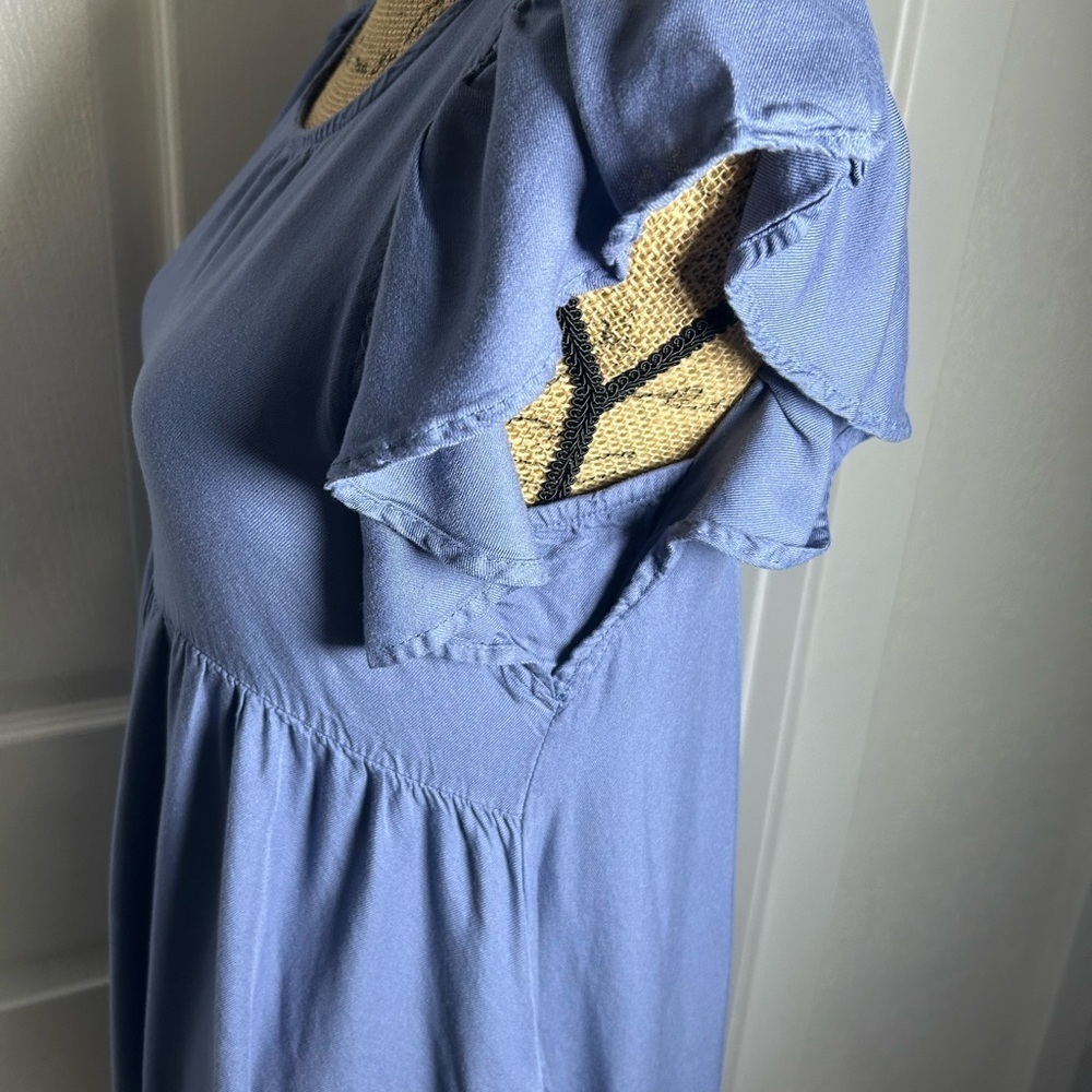 Chic Ruffle Sleeve Mini Dress in Blue - Picture 4 of 6
